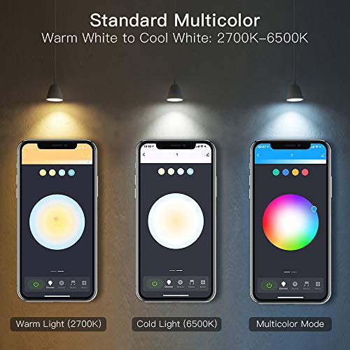 Smart Bulb 4 Pack, Treatlife Color Changing Light Bulb Dimmable Multicolor and White LED Bulb, Works with Alexa, Google Home, A19 E26 9W (60W Equivalent) 800 Lumen, No Hub Required, Smart Home Lights