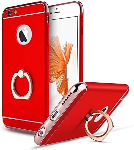 iPhone 6/6S Plus Case,VANCKE 3 in 1 Combo Ultra Thin Hard Protective Luxury Case Cover with 360 Degree Rotating Ring Kickstand for iPhone 6/6S Plus 5.5 inch(Red)