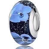 1 Piece Authentic Murano Glass 925 Sterling Silver Charms for Pandora Bracelets, Multicolor Flower Charms for Pandora Bracelets, Bead Charms for Women