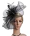 Urban CoCo Women's Elegant Flower Feather and Veil Fascinator Cocktail Party Hair Clip Hat (# 5 Black)