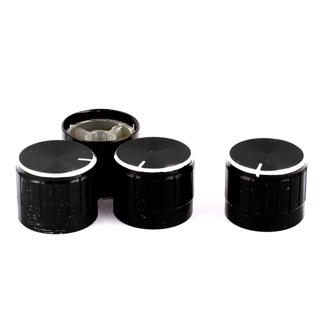 sourcingmap 4pcs 21mm x 6mm Alloy Potentiometer Knob Mini Cap Knurled Button Black