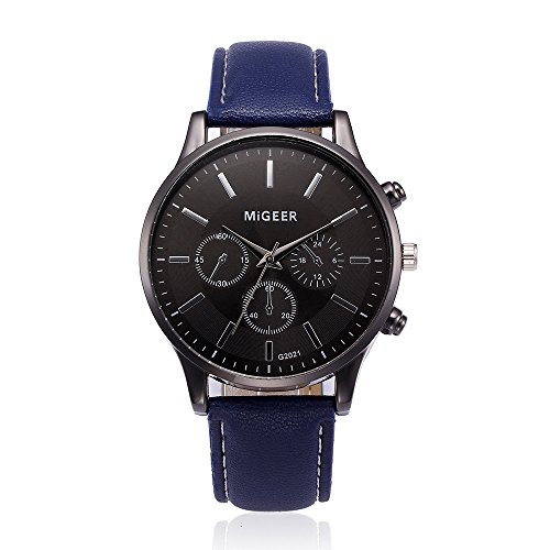 Men's Watches Luxury Sports Casual Quartz Analog Waterproof Wrist Watch Business Gift (Blue)