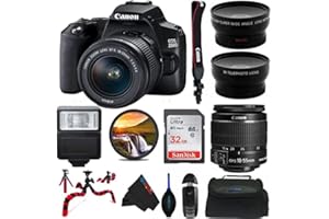 Canon EOS 250D / Rebel SL3 Digital SLR Camera Body w/Canon EF-S 18-55mm f/4-5.6 Lens 3 Lens DSLR Kit Bundled with Pixibytes Complete Accessory Bundle - International Model