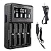 LCD Display Speedy Universal 18650 Battery Charger with Car Adapter Smart Charger for Rechargeable Batteries Ni-MH Ni-Cd AA AAA AAAA C, Li-ion 26650 22650 18490 17670 17500 18350 16340(RCR123) 14500