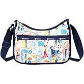 LeSportsac Masquerade Classic Hobo Crossbody Bag + Cosmetic Bag, Style 7520/Color E713, Modern Masquerade Ball, Elegantly & Fashionably Dressed Whimsical People, Glamorous & Mysterious Party,Pearlized