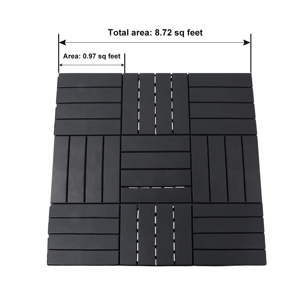 Domi Outdoor Living Patio Deck Tiles, 12 x 12 inches Composite