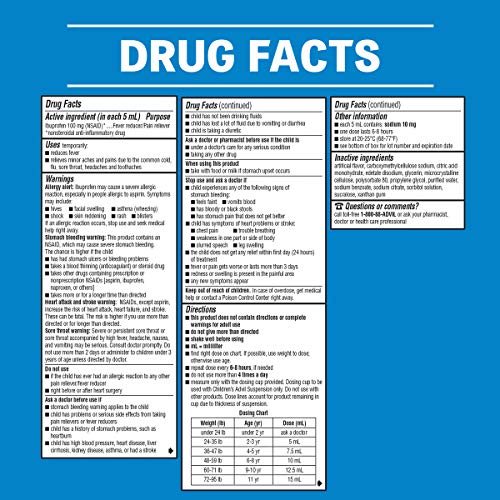 Children's Advil Pain Reliever and Fever Reducer, DyeFree & SugarFree