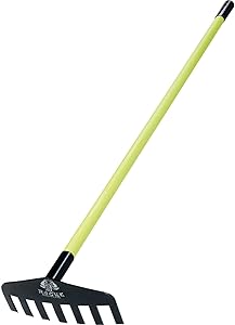 Rogue Hoe No-Break Rake, 11?W/7-Tine, 60” Fiberglass Handle