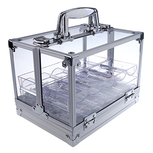 Bonarty 600Pcs Chip Clear Acrylic Poker Chip Locking Carrier-Includes 6 Chip Racks, Holds 6 Chip Trays Poker Chip Case (Clear) - Thumbnail 7