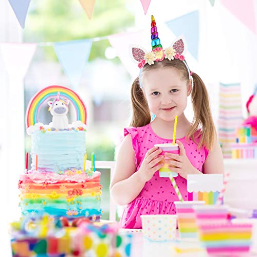 Koogel 255 Pcs Unicorn Headband DIY Kit, Unicorn Headband DIY Unicorn Craft Kids Craft Headbands Crafts Making Kits Gift for Birthdays Parent Child Activities Christmas