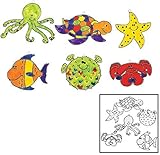 24 Paint Your Own Under the Sea Sun Catchers Kids Craft - octopus, star crab, turtle, blowfish and tropical fish
