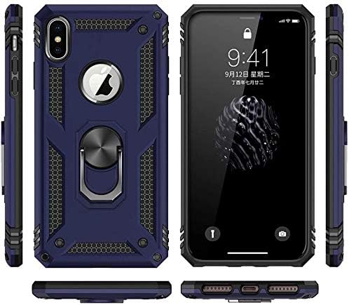 Phone Case for iPhone Xs X 10 with Tempered Glass Screen Protector Magnetic Stand Ring Holder Accessories Heavy Duty Rugged Protective Shockproof Hard Bumper iPhoneX iPhoneXs i SX 10x 10s 10xs Blue - Image 5