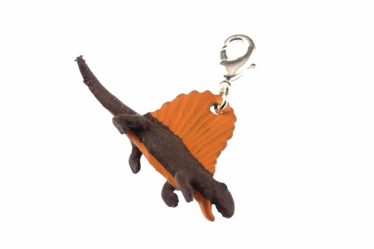 Miniblings Dinosaur Dimetrodon Charm Pendant Dino Rubber Carapace Brown Orange