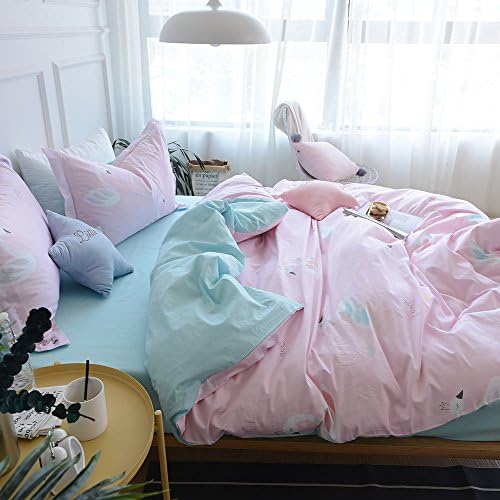 Modern Printed Duvet Cover Set with 2 Pillow Shams - Comfortable Luxury Washable Cotton Hotel Quality Bedding Sets for Children - Soft Light Duvet Quilt Set by MicBridal (twin, Swan)