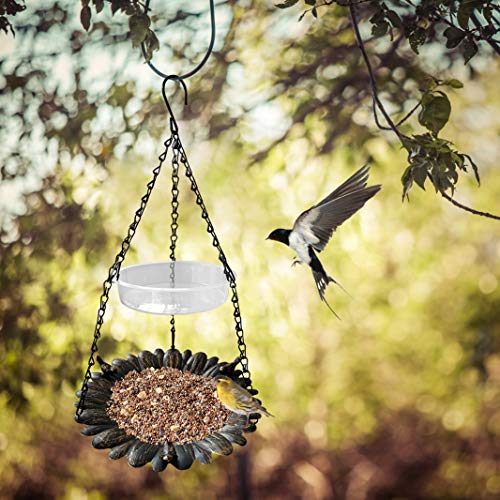 ERYTLLY Bird Feeder Hanging Tray,Seed Tray Bird Bath Tray 2 Trays for Bird Feeders Attracting Pet Hummingbird Feeder for Outdoor Garden Backyard Decorative Copper (1 Pack) - Thumbnail 5
