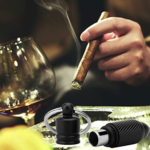 Stainless Steel Cigar Punch Ultra Sharp Cigar Cutter Keychain Twist Cut, Bullet Shape 7 mm Hole