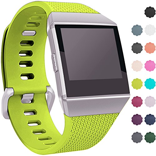 Wepro Bands Compatible with Fitbit Ionic SmartWatch, Watch Replacement Sport Strap for Women Men Kids, Buckle, Large, Lime