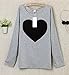 GBSELL Fashion Women Love Heart Printed Long Sleeved Round Neck T-Shirt