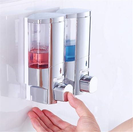 Amazon ソープディスペンサー 浴室用液体石鹸ディスペンサー壁掛けハンドソープディスペンサー浴室用アクセサリー卸売 台所のために適当 ソープ シャンプー用ディスペンサー ホーム キッチン オンライン通販