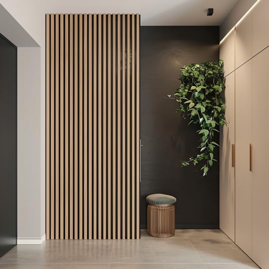 MEBANO. Akustikpaneele auf Schwarzplatte 2 Stücke x (26,5x240 cm) Wandpaneele Farbe: Eiche Artisan MDF Wandverkleidung Innen Moderne Lamellenwand Deko Wand 3