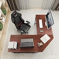 Soges 59 x 59 inches Large L-Shaped Desk Computer Desk L Desk Office Desk Workstation Desk, Walnut CS-ZJ02-WN