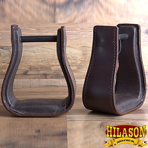 HILASON Western Saddle Dark Brown Leather Covered Horse Saddle Stirrups