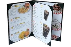 GBW 4 pcs of Restaurant Menu Covers Holders 8.5" X 11" Inches, 3panel 4view,Sold by Case,with Clear PVC Sheets for Paper Protection