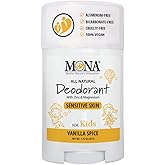 MONA Vanilla Spice Natural Deodorant for Kids, Preteens & Teens, Aluminum Free, Gluten and Baking Soda Free, Gentle for Sensitive Skin, Vegan and Cruelty Free Kids Deodorant Stick (1.76 Oz)