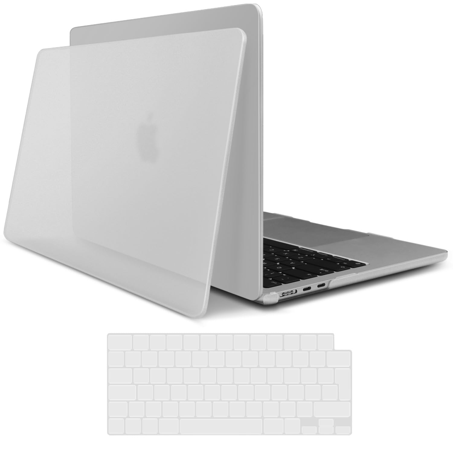 TECOOL Case compatible with MacBook Air M5 M4 M3 M2 15 inch 2023-2026 (A3448 A3241 A3114 A2941), Ultra-Thin Snap On Hard Shell & UK EU Keyboard Protector, Fine Frosted Clear (Matte) — image 1