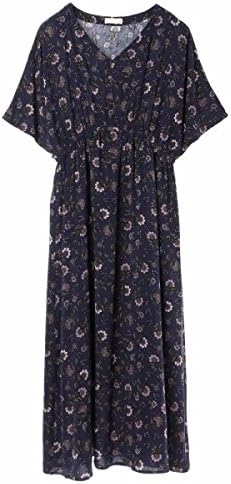 Amazon Co Jp アースミュージック エコロジー Earth Music Ecology アースミュージックアンドエコロジー エスニック 花柄プリントワンピース ネイビー F 服 ファッション小物