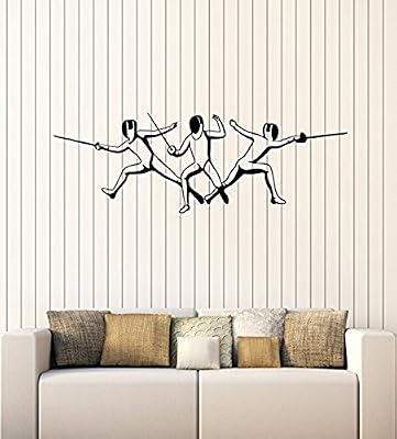 Art of Decals Amazing Home Decor-Large Vinyl Wall Decal Fencers with Foil Fencing School Decor Sport Stickers Mural 483