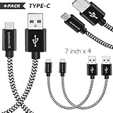 Short USB C Cable-iProductsUS Nylon Braided Type C Cable, 4Pack 7 inch Fast Charging and Data Sync Durable Charger for Samsung S9/S9+,S8/S8+,Note 8,Note 9,LG V30,G6,G5, Pixel and More [NOT Micro USB]