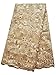 SanVera17 African Lace Net Fabrics Nigerian French Fabric Embroidered and Sequins Guipure Cord Lace for Party Wedding 5 Yards (Gold)
