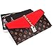 Women Flower Designer Evening Clutch Crystal Evening Handbag with Lock (Red)