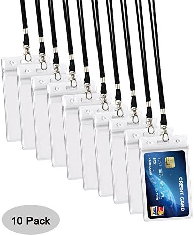 10 Pack Black Lanyards with ID Card Badge Holders for Key, ID Card, Name Tag, Credit Card, Business Card, Access Card Holder by Ahobson