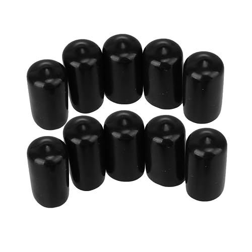 Uxcell 100pcs 5.5mm ID Rubber Hose End Caps – Black Screw Thread Protector Covers – 17x7mm