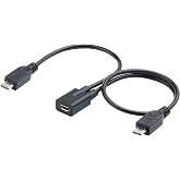 ELECTOP Micro USB Female to 2 Micro USB Male Splitter Cable