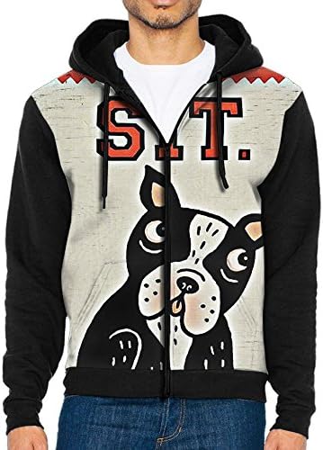 Men's Sweater Men's Printing Hit Color Hoodie French Bulldog On Lawn Stay