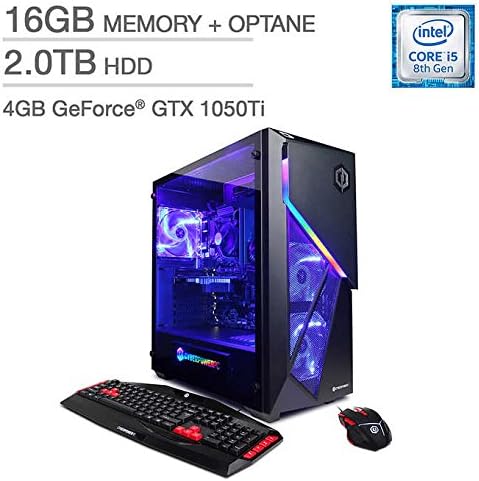 CyberPowerPC GXi2200COPT Gaming Desktop - Intel Core i5+ - 2TB 7200RPM SATA Hard Drive + 16GB Intel Optane Memory Accelerator - 4GB NVIDIA GeForce GTX 1050Ti Graphics
