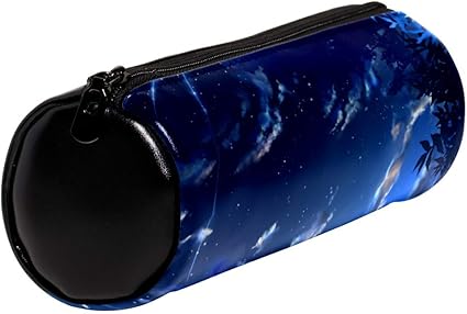 Amazon Carrozza ペンケース 筆箱 学生 文房具 子供 レディース 宇宙 流れ星 星 空 アニメ 後ろ姿 女の子 ペン ポーチ 収納バッグ ファスナー Puレザー オシャレ かわいい 通勤 通学 丸型 女の子 男の子 ペンケース 文房具 オフィス用品