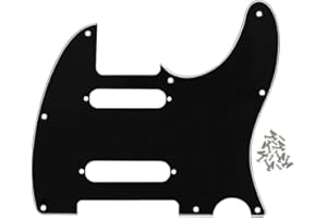 FLEOR 3Ply Black 8 Hole Guitar TL Pickguard Plate with Mounting Screws Fit TL Pickguard Replacement (2 Single Coil Pickup Hol