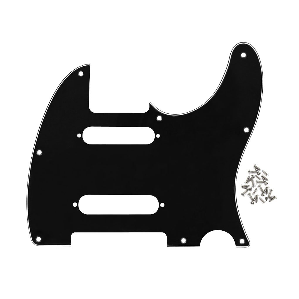 FLEOR 8 Hole SS Guitar Pickguard Front Scratch Plate with Mounting Screws for Standard TL Nashville Style,3-Ply Black/White/Black