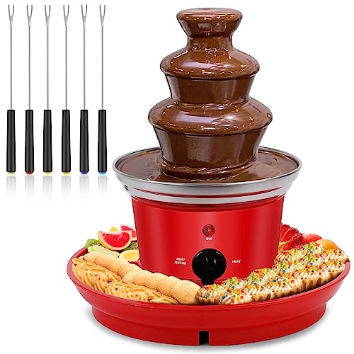 3-Tier Electric Melting Machine,20-OZ Chocolate Fountain with 6Pcs