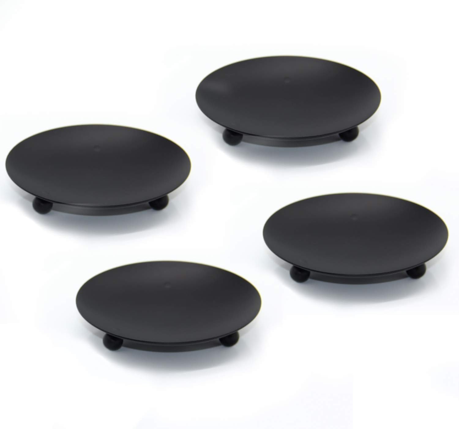 VINCIGANT Iron Plate Candle Holder, Pillar Candlestick Holders for LED & Wax Candles,Black(Set of 4)