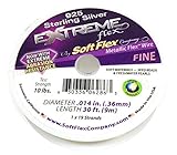 Soft Flex Extreme Beading Wire Sterling Silver 925 .014 Inch 30 Feet