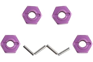 GDOOL 12mm Hex Wheel Hub Mount, Aluminum 7mm Thick with 2x10mm Stub Axle Pins for 1/10 Slash 4x4 & HQ 727 RC Cars Replacement Upgrade Parts (Purple)(Set of 4)