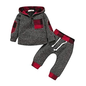 TMEOG Baby Kleding Sets Baby Peuter Jongens Meisjes Sweatshirt Set Winter Herfst Kleding Outfit 0-3 Jaar Oud, Baby Plaid…