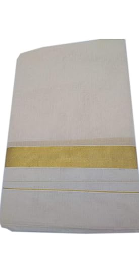 Men's Pure Cotton Traditional Kerala Handloom Dhoti (Off White, Free Size)