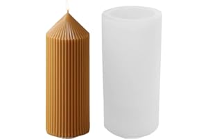 TOPYS Striped Pillar Aesthetic Molds, Cylindrical Tall Pillar Candle Mold, Pointed Fine Tooth Cylindrical Silicone Mold for Crafts Aromatherapy Candle Handmade Soap Making(5.39''), (TOPYS-20221128-6)