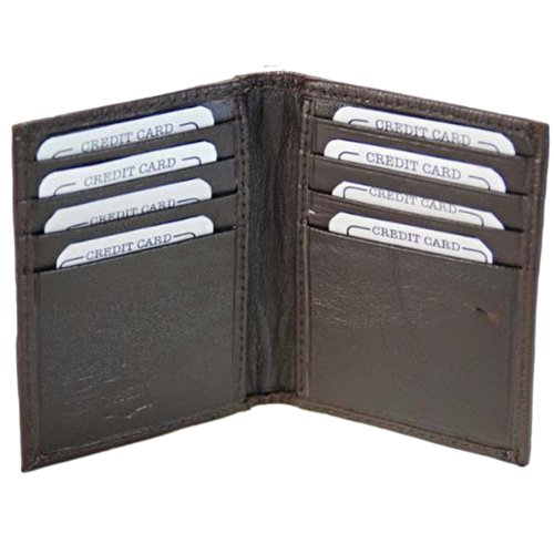 100% Leather Bi-fold Credit Card Holder Brown #76